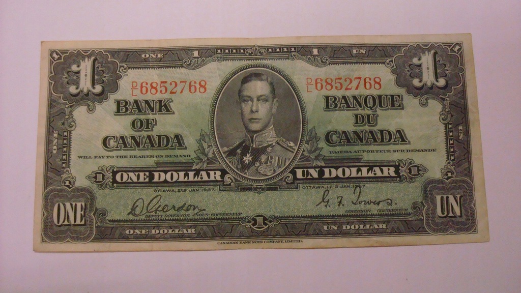 Banknot - Kanada 1 dolar 1939 stan 3