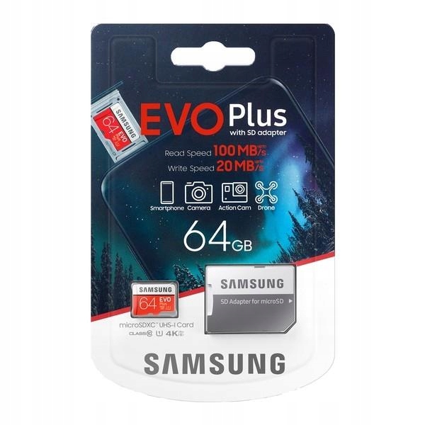 Karta pamięci Samsung EVO Plus 64GB microSD + adap