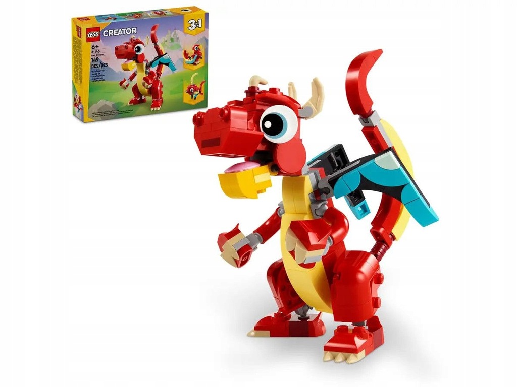 Lego Creator Czerwony Smok Opakowanie KONSTRUKCYJNYCH Klocków Dla 6 Latka