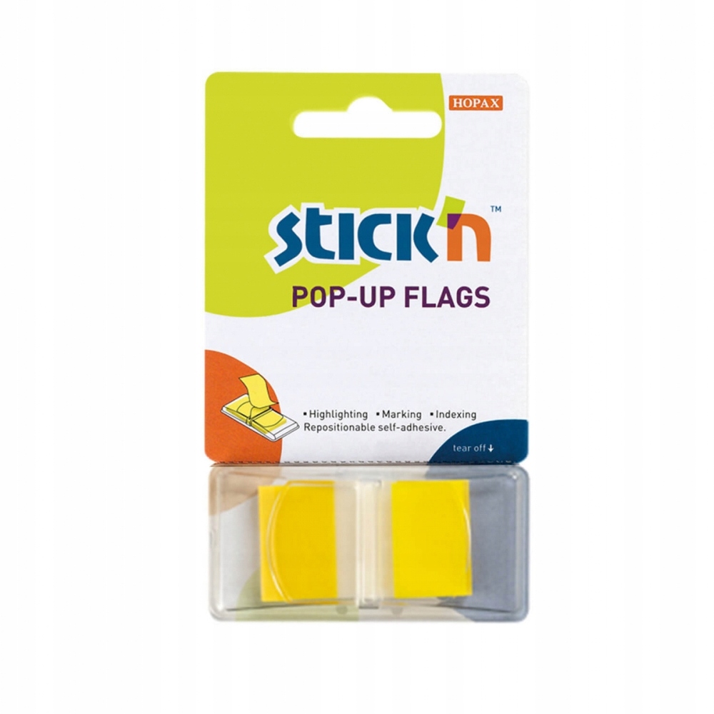 Zakładki indek. w podajniku 45x25mm/50 żółte