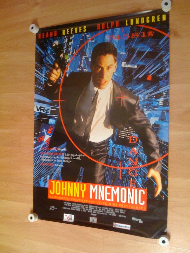 JOHNNY MNEMONIC CYBERPUNK Plakat kinowy lata 90-te