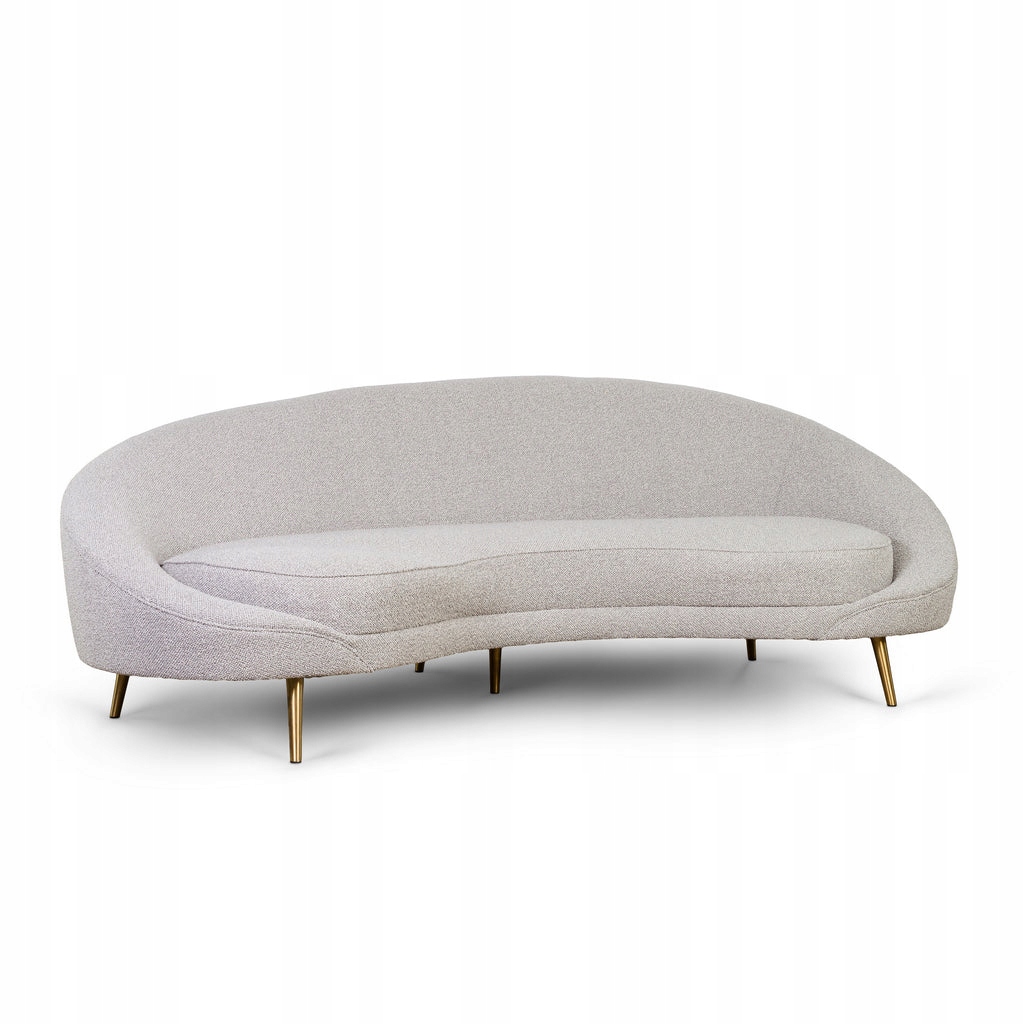 Sofa w kształcie nerki Kei - Szara Boucle OUTLET