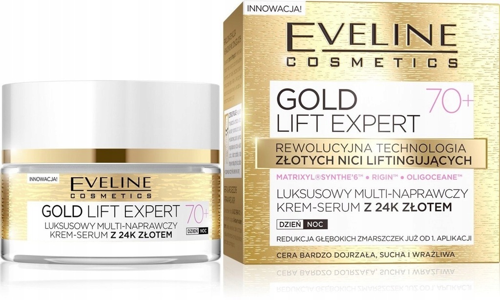 Eveline Gold Lift Expert 70+ Krem-serum multi-naprawczy na dzień i noc 50ml