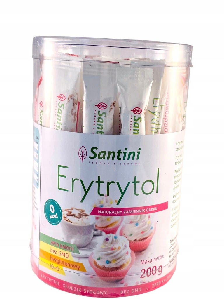 ERYTRYTOL W SASZETKACH BEZGLUTENOWY (40 x 5 g) 200 g - SANTINI