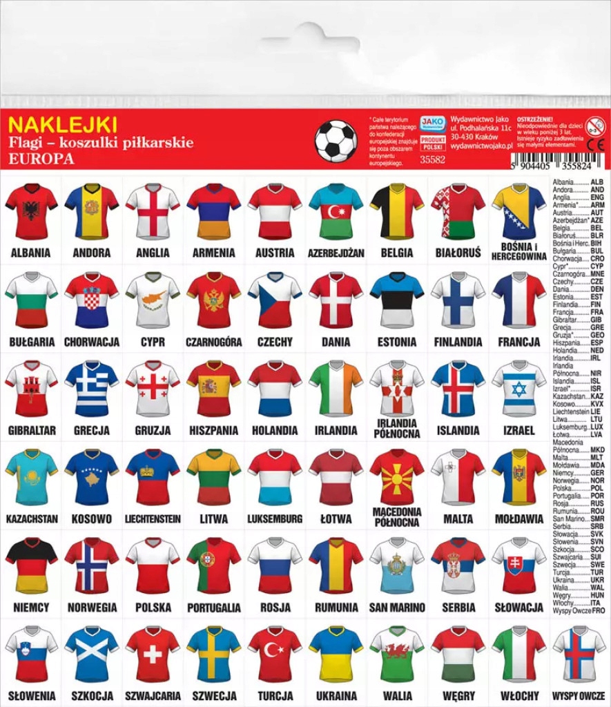 Naklejki Flagi - koszulki piłkarskie, Europa