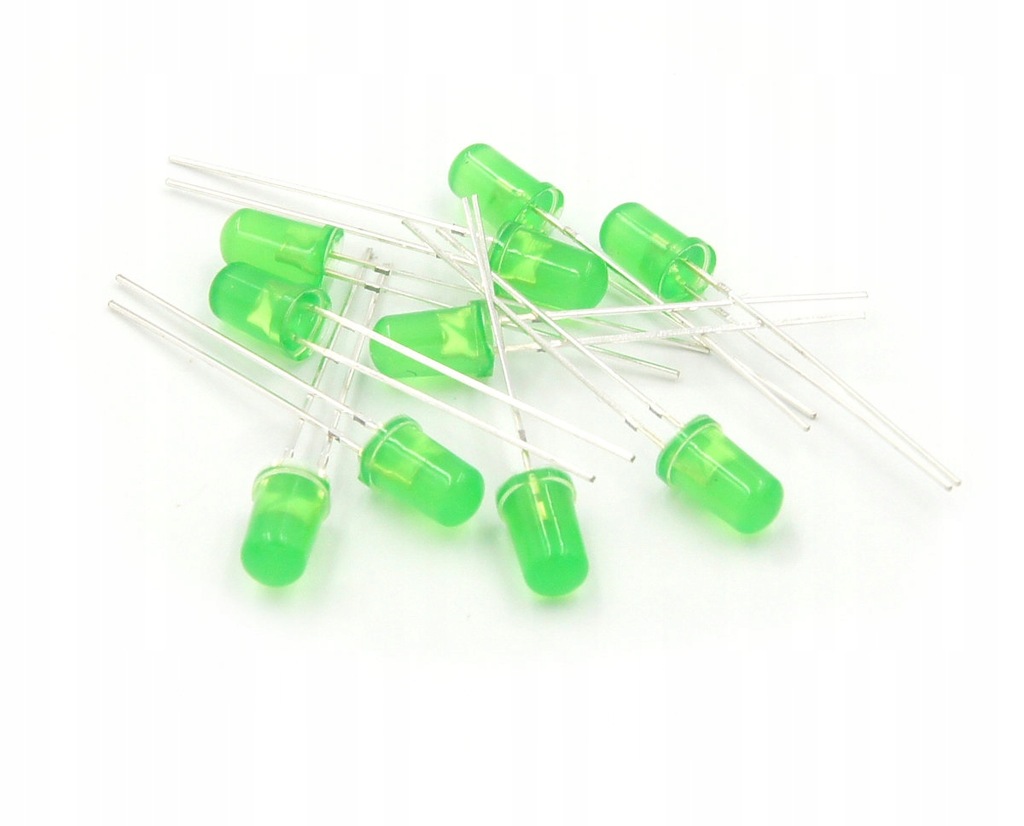 10 x Dioda LED 5mm dyfuzyjna 10szt Arduino Zielona
