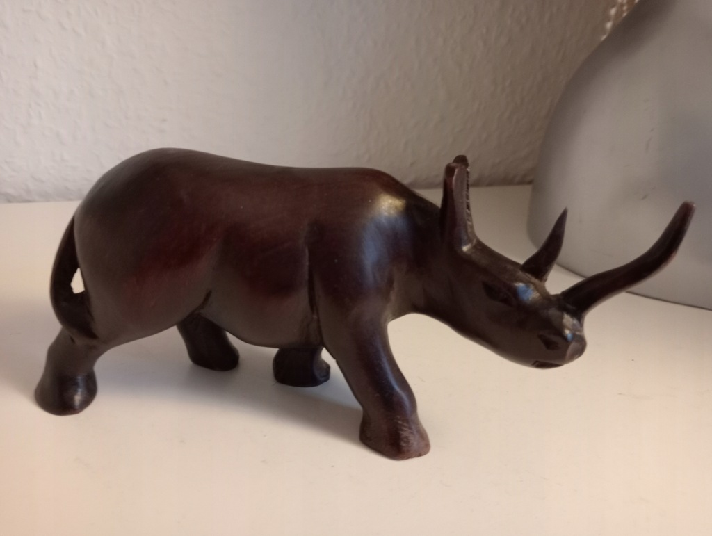 Hebanowy nosorożec figurka kolekcjonerska, art Rhino Craft