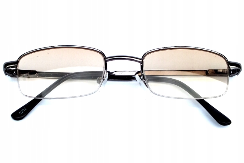 okulary PLUSY +0,5 półramki dymione opt