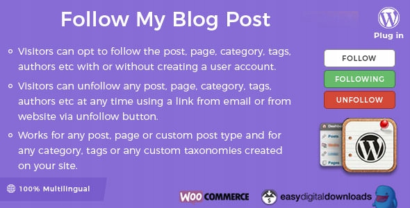 Wtyczka Follow My Blog Post WordPress Plugin