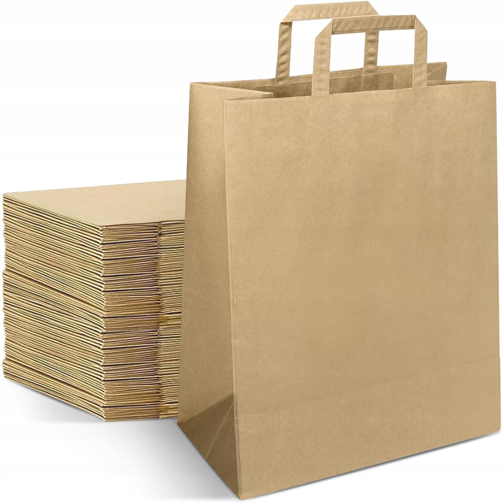 TORBA TOREBKA PAPIEROWA SZARA KRAFT Z UCHWYTEM SUNELA 260x100x280 100 szt.