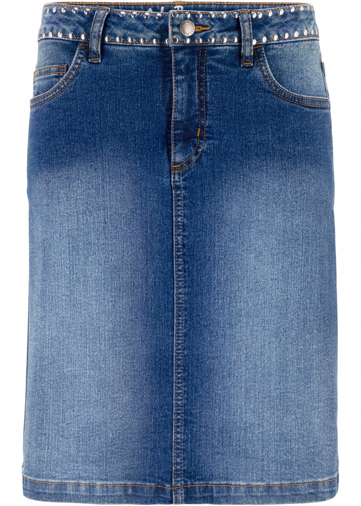 S9877 SPÓDNICA DŻINSOWA NIEBIESKA Z ĆWIEKAMI R.34