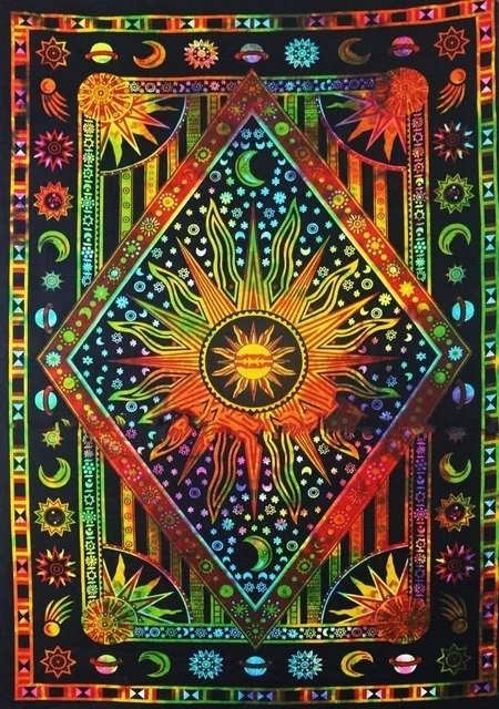 Mandala hipisowska słońce i księżyc sztuczny plaka