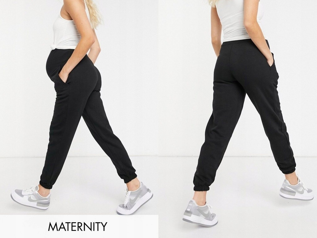 New Look Maternity Czarne joggersy wysoki stan 40