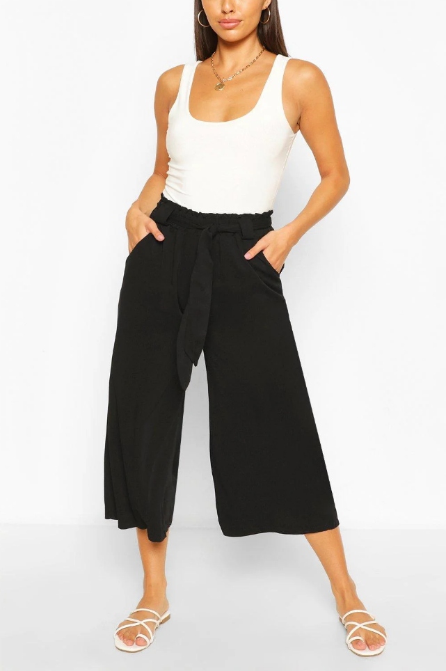BOOHOO SPODNIE KULOTY CZARNE WISKOZA 44 XXL 1AAC