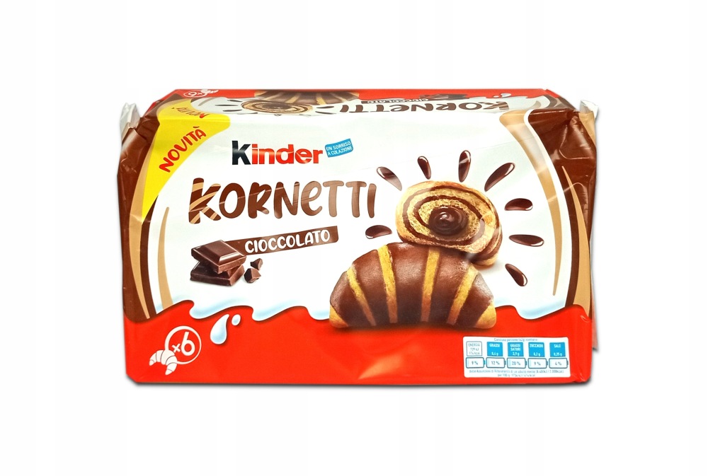 Kinder Kornetti Rogaliki z Kremem Czekoladowym 252g Włoski