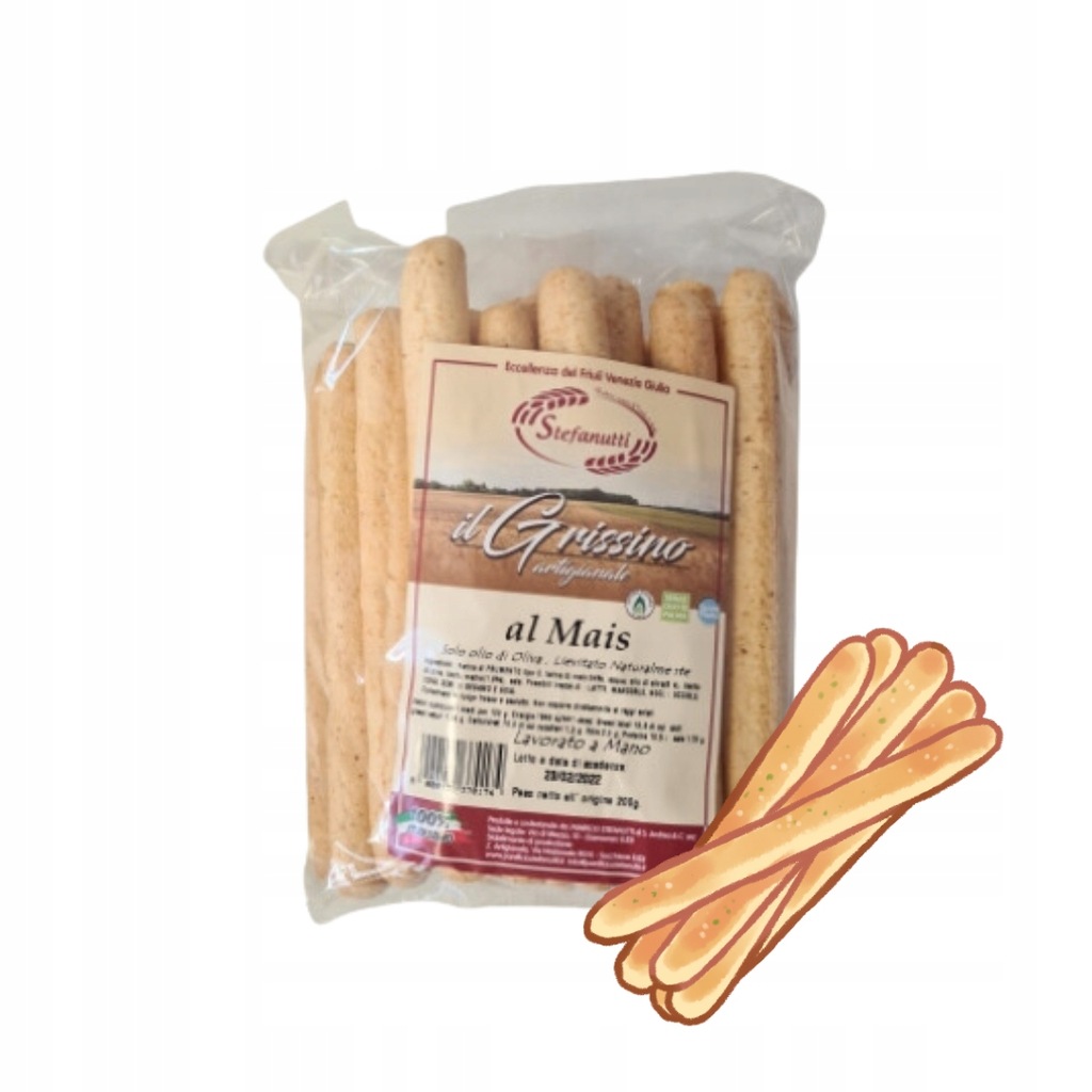 Stefanutti Grissini al Mais paluszki chlebowe kukurydziane 200g