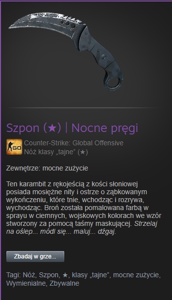 Kosa cs go Szpon Nocne pręgi