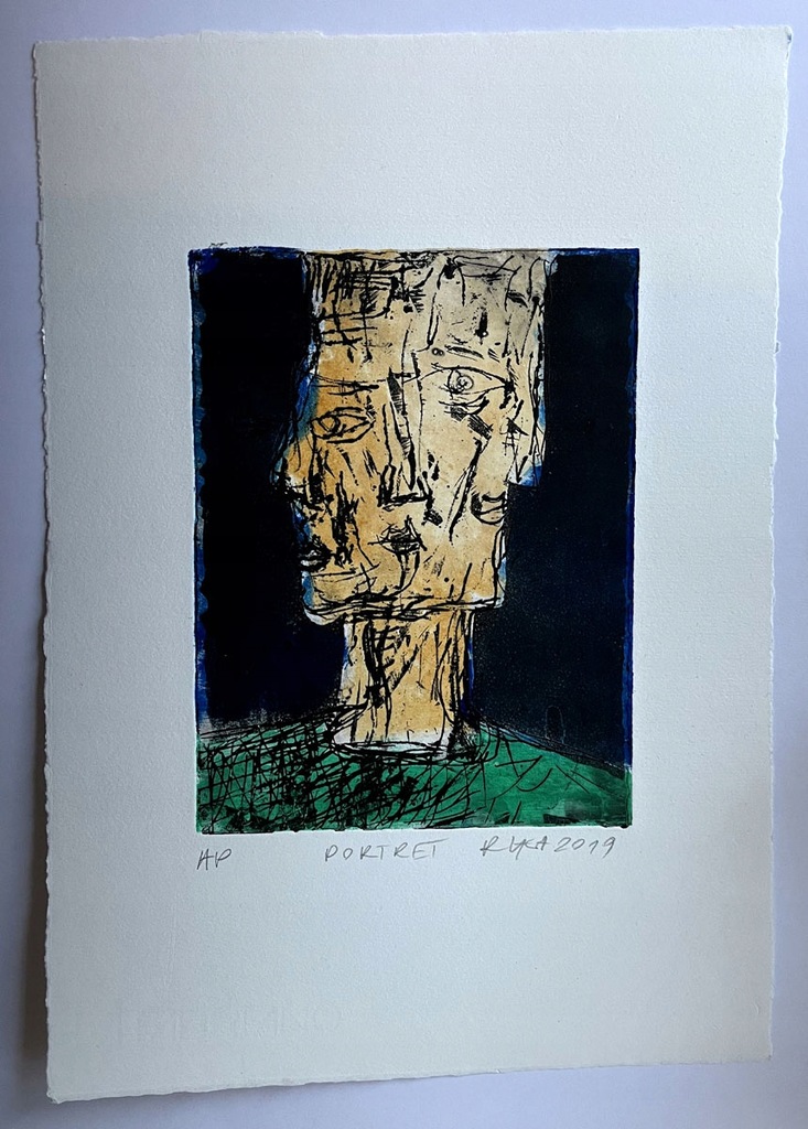 Roman LASA - Portret, akwaforta/akwatinta/monotypia, 2019