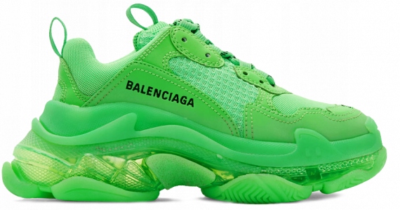 balenciaga triple s clear sole neon green