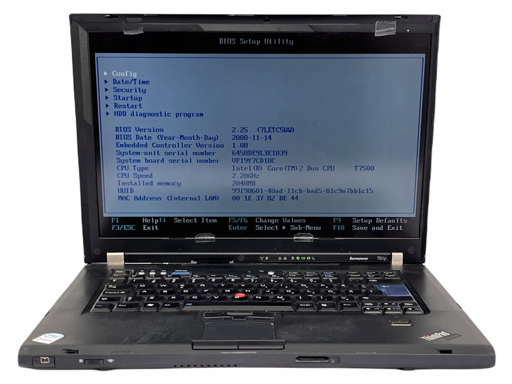 Lenovo ThinkPad T61p 14' C2D 2GB HASŁO BIOS V375