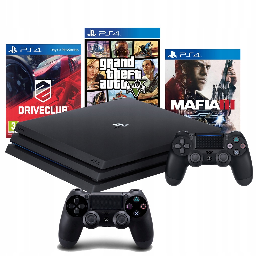 PS4 PRO 1TB + 2X PAD+ GTA V + MAFIA III+ DRIVECLUB