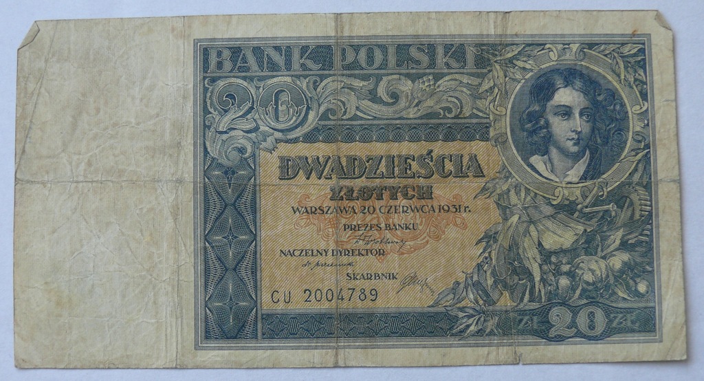 Banknot 20 zł 1931 r. Ser. CU