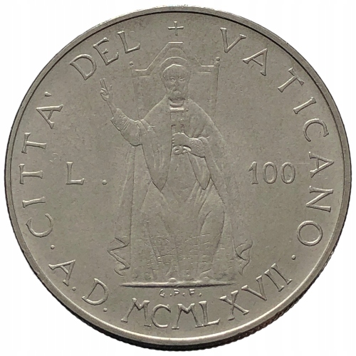 55718. Watykan - 100 lirów - 1967 r.