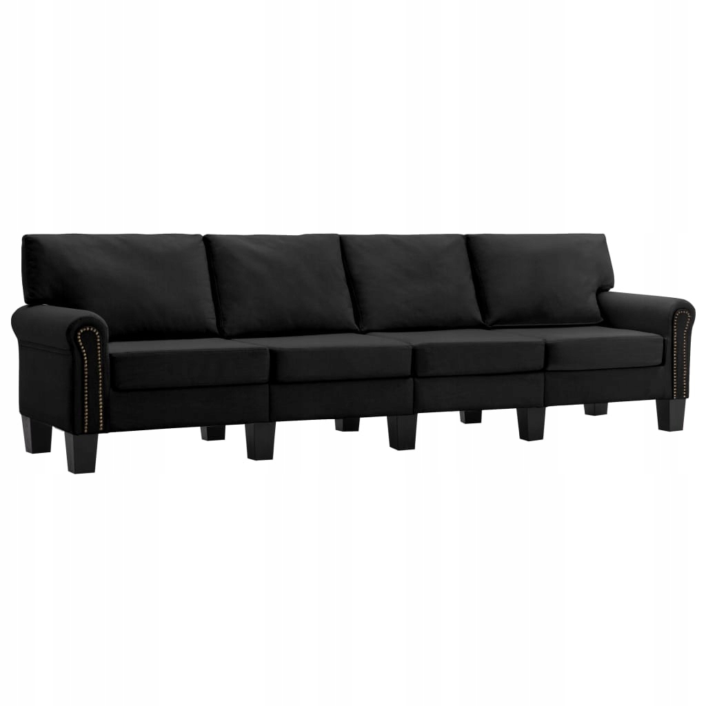 4-osobowa sofa, czarna, tapicerowana tkaniną