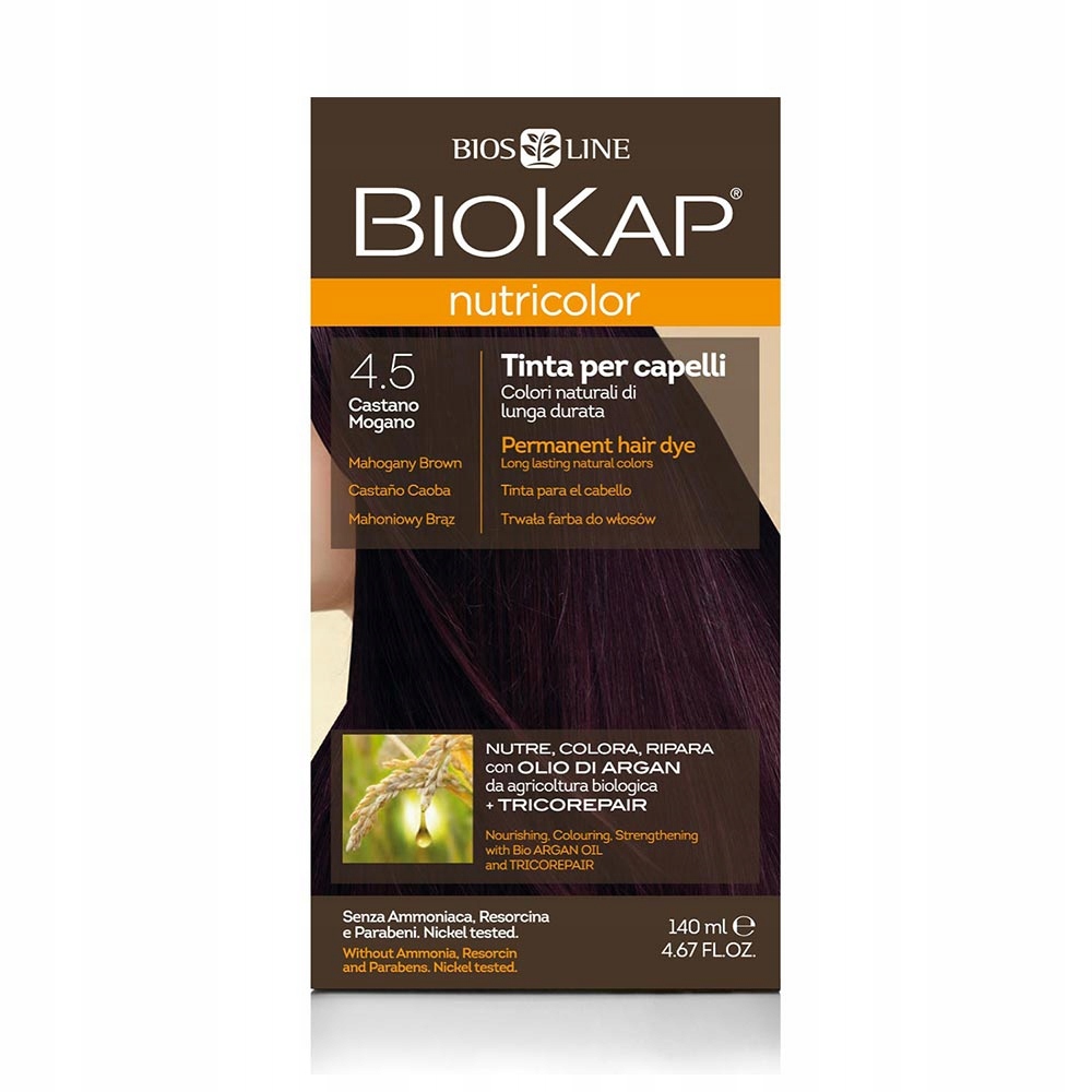 BIOKAP NUTRICOLOR 4.5 Farba do włosów 140 ml