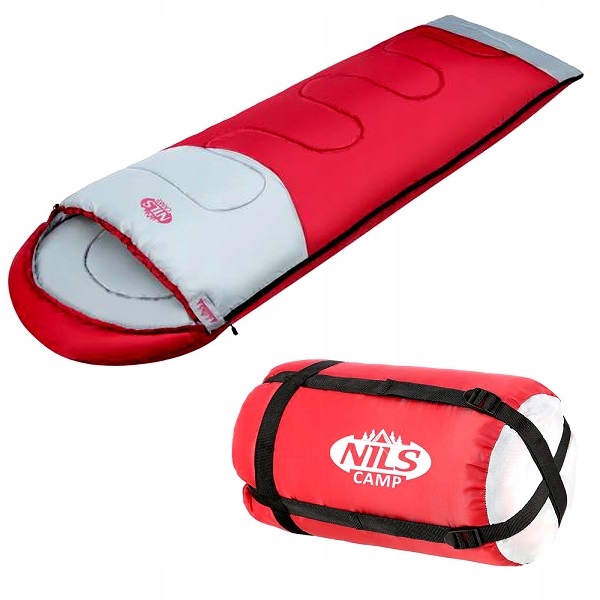 NILS Duży Śpiwór Turystyczny Mumia Ciepły Z Kapturem 215x75 cm