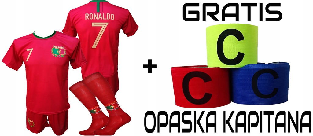 RONALDO komplet strój piłkarski + GETRY 128 i inne