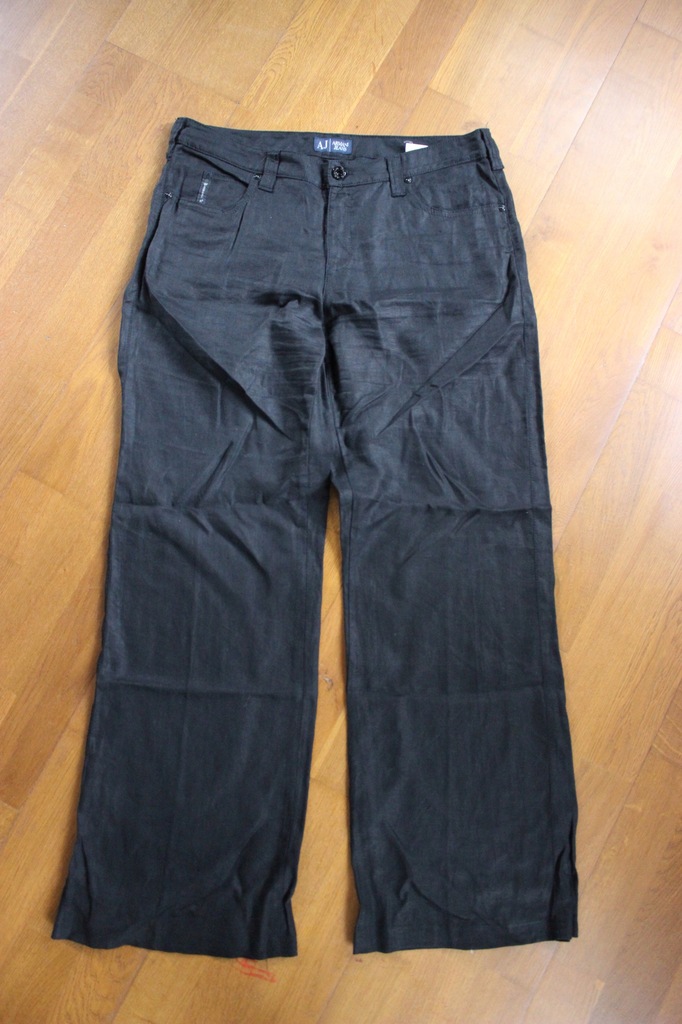 ARMANI JEANS spodnie lniane len czarne 30