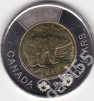 Moneta 2 dolary z 2012r -kolorowe monety z Kanady!