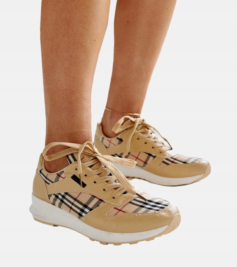 Beżowe sneakersy w kratkę Afifah rozmiar 38