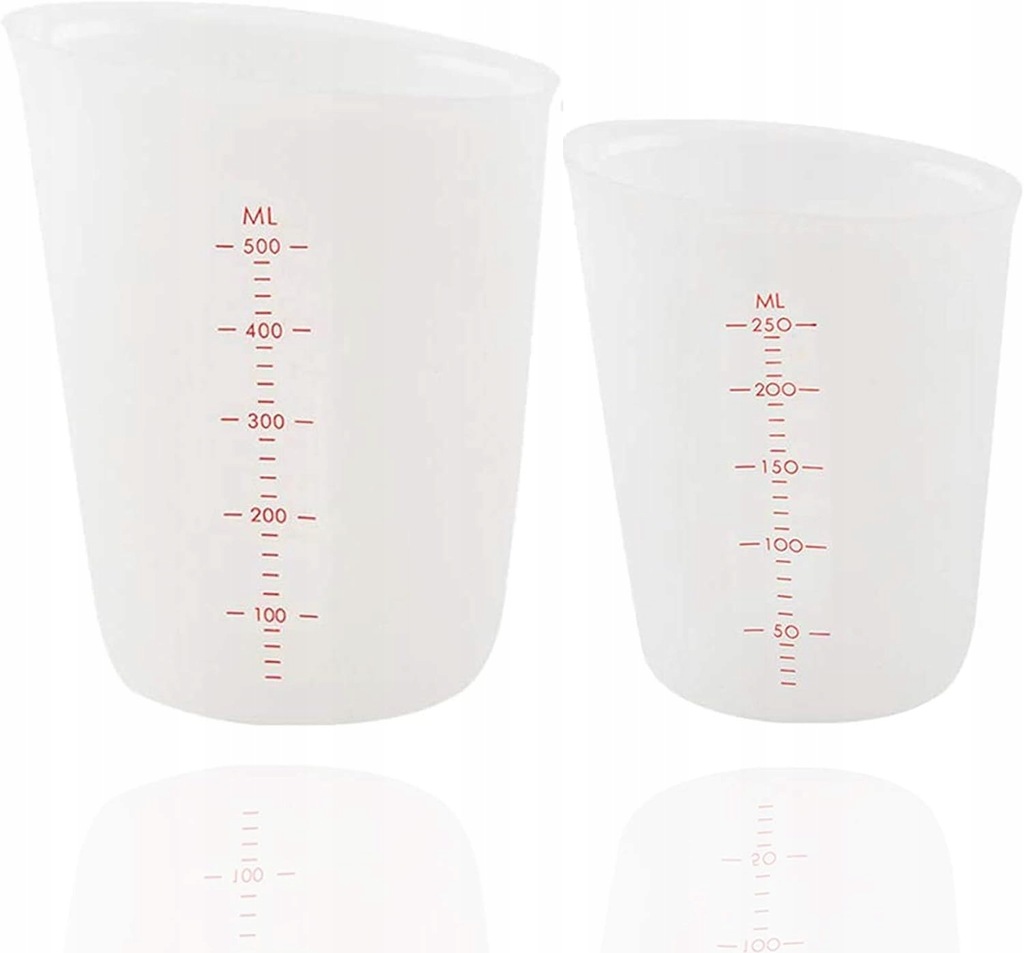 Silikonowe miarki, 2 sztuki, silikonowe kubki do żywicy, 250 ml / 500 ml, p