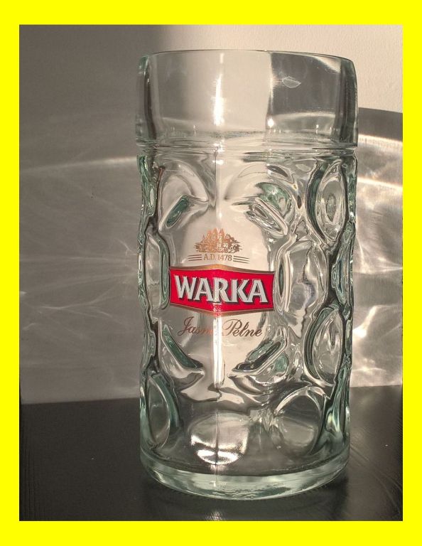 unikat - kufel WARKA 1 litr - duży, grube szkło