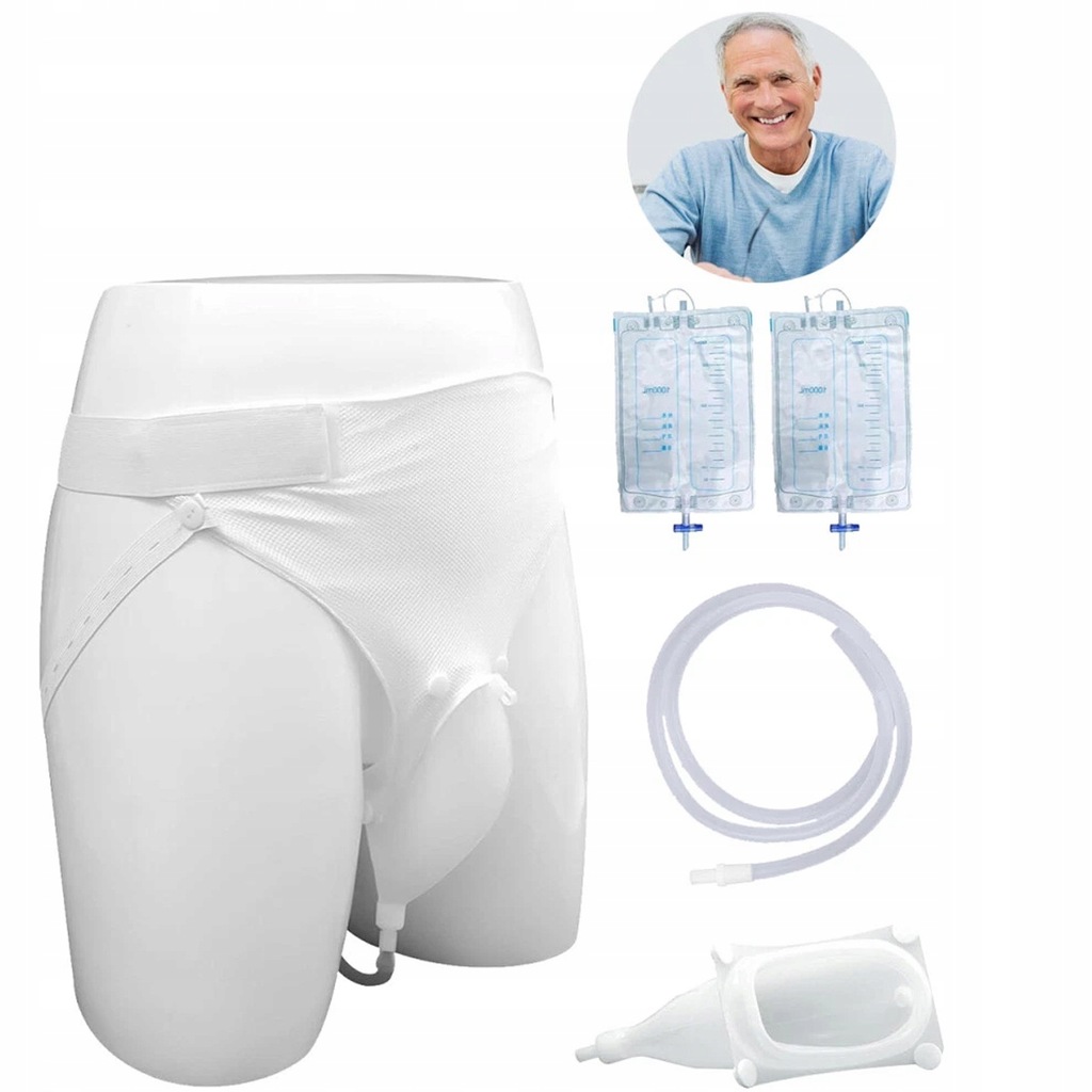 MĘSKA I WOREK NA MOCZU 1000ML WOREK NA CEWNIK NOCNY KOLEKTOR ODDYCHAJĄCY 2X