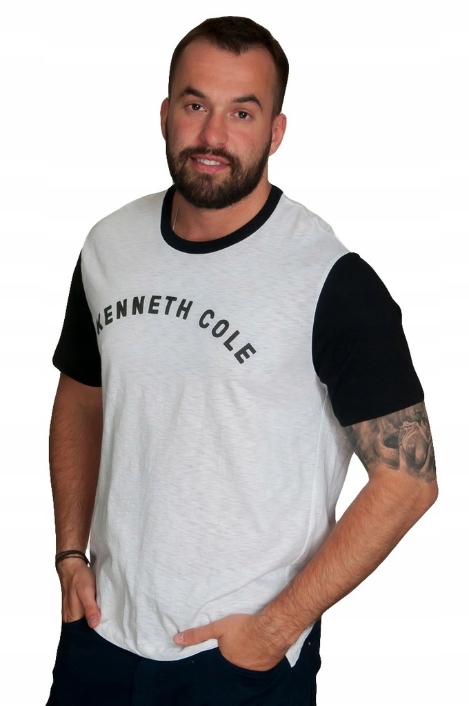 KENNETH COLE T-shirt Męski Szary XL XXL SOPOT