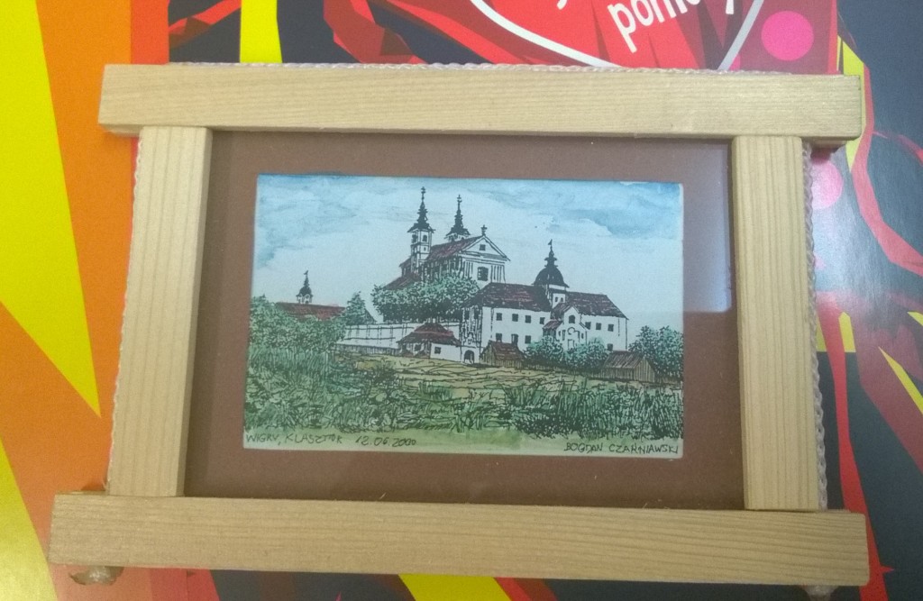 Rysunek Klasztoru Wigry w drew. ramce miniatura