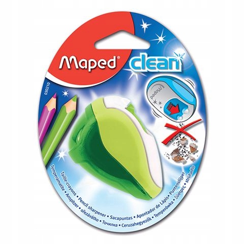 Maped Temperówka Clean 2 otwory, zielona blister