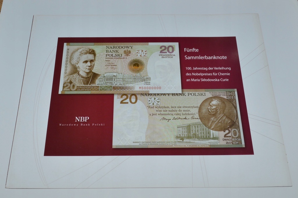 Folder do banknotu 20 zł-Skłodowska-niem