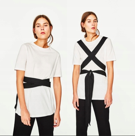 t-shirt bluzka paski minimalizm biała zara S