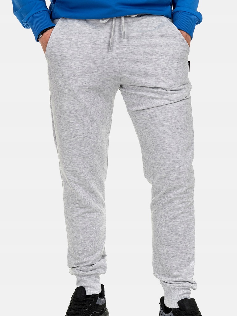 Spodnie Dresowe Męskie Joggery Sportowe Ze Ściągaczem Gładkie Szare 3XL