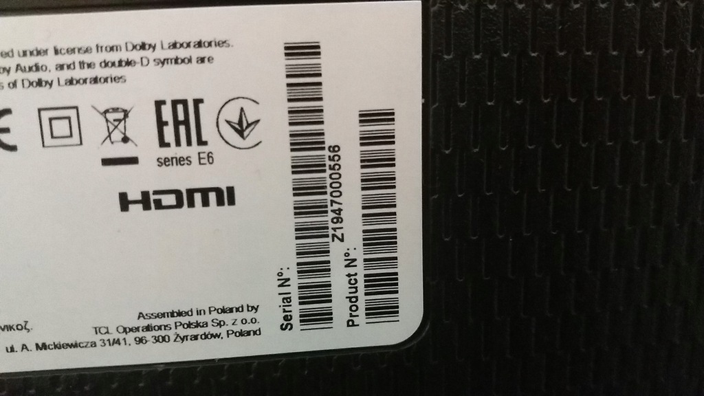 Telewizor THOMSON 43UE6400 UHD - uszkodzenie