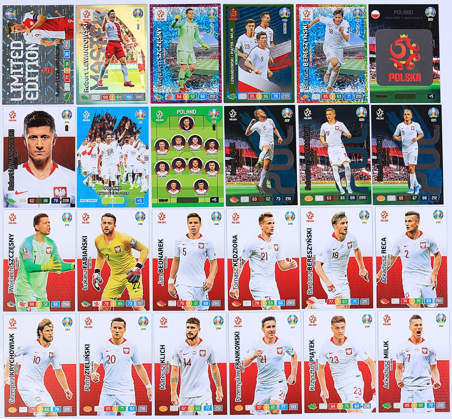 24 karty POLAND Polska RARE LEWANDOWSKI EURO 2020