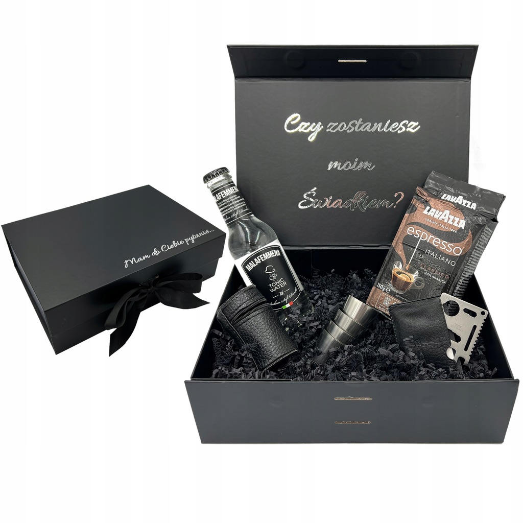 BOX PREZENTOWY dla ŚWIADKA PROŚBA O ŚWIADKOWANIE KIELISZKI KAWA ZAPYTANIE