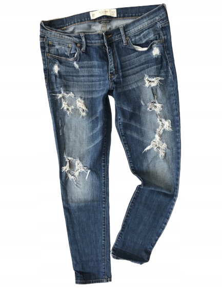 ABERCROMBIE FITCH SKINNY jeans rurki dziury 30 40