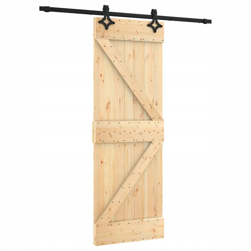 vidaXL Drzwi przesuwne z osprzętem, 70x210 cm, lite drewno sosnowe