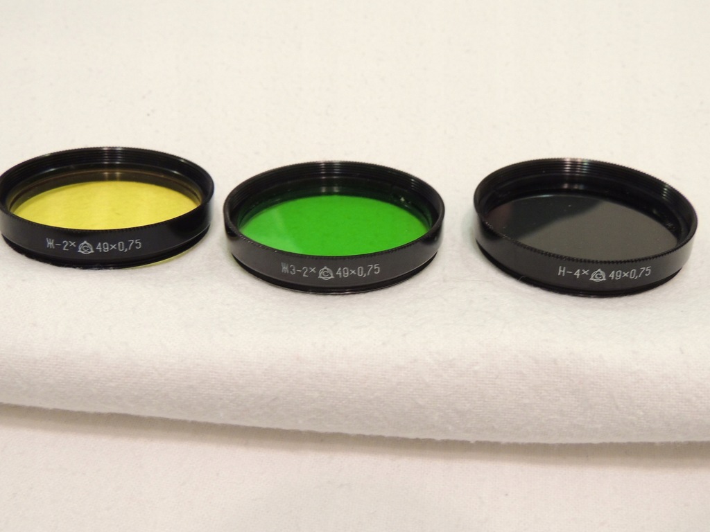 filtry ~~ żółty, zielony, szary ~~ 49 mm