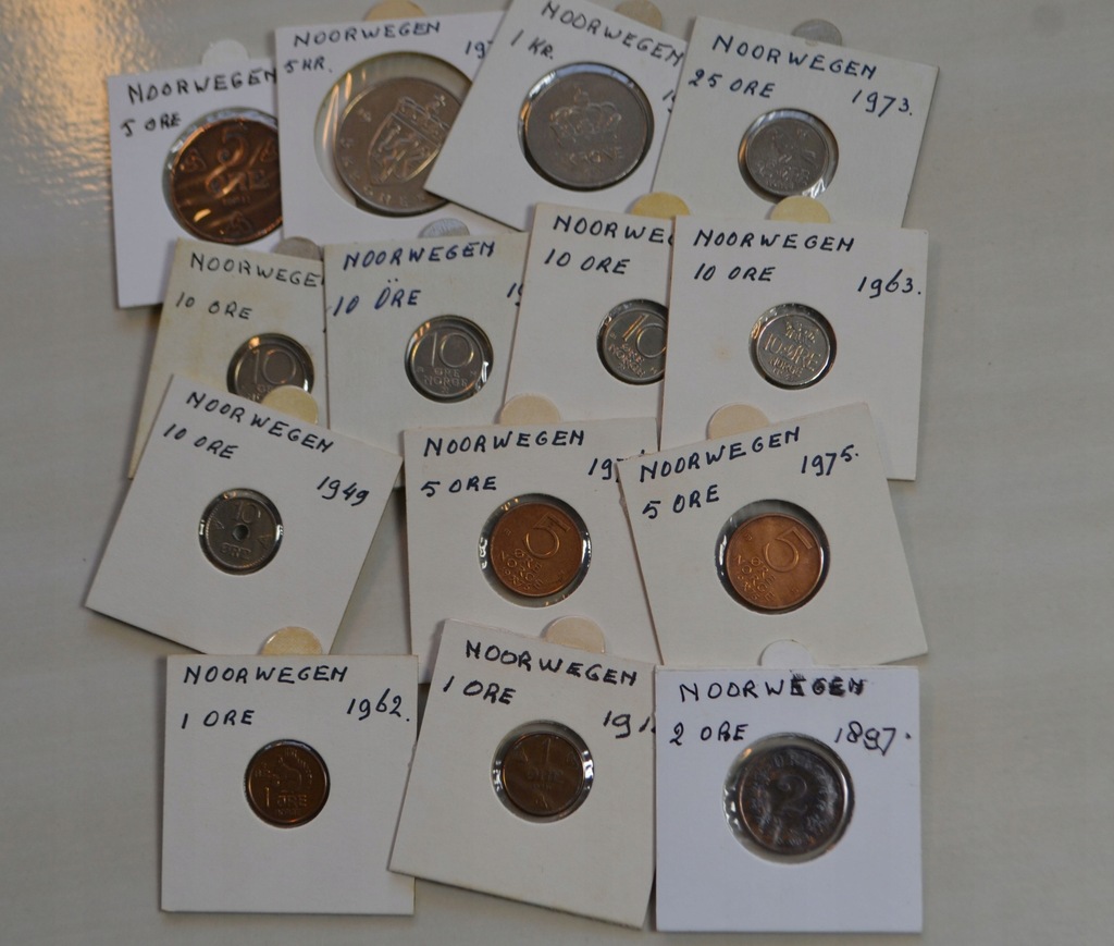 Norwegia - miks - ciekawy zestaw - 14 monet - każda inna